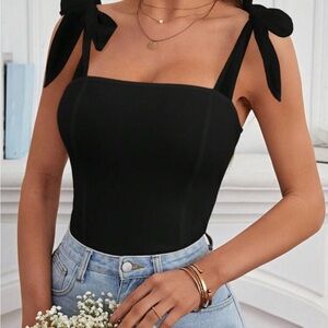 Elegant Black Women's Bows Top